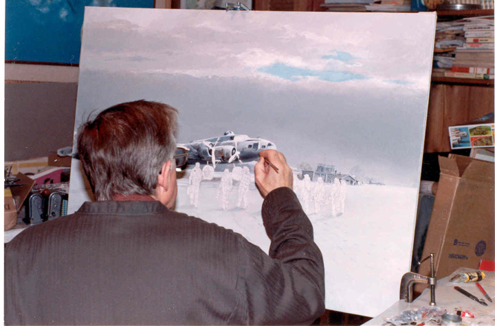 Painting Clearing and Colder with the 398th's colors